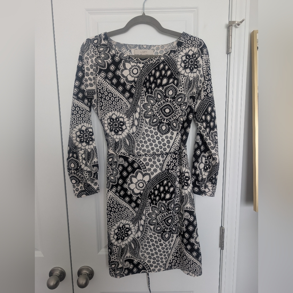 Elegant Black and White Floral Dress